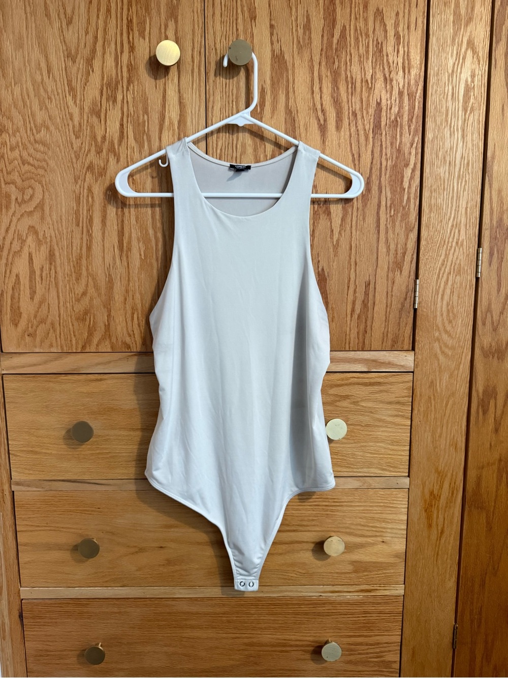 Express White Scoop Neck Sleeveless Bodysuit